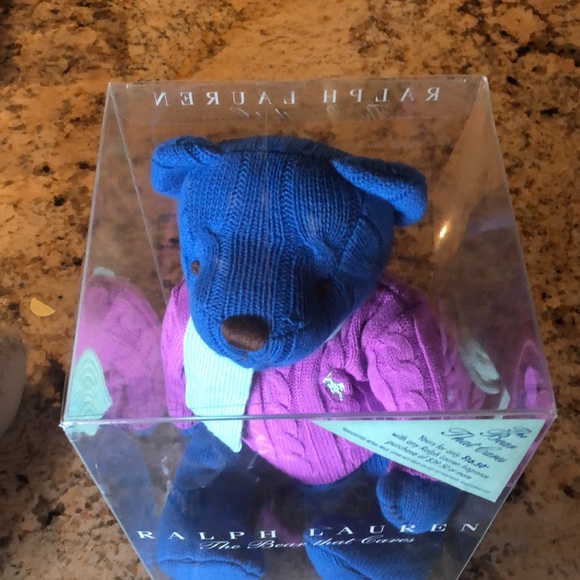 COPY - Ralph Lauren 2004 Blue Bear with Blue Sweater & Teal Scarf Non-Smoking H… - Picture 2 of 4